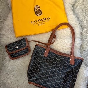 Goyardine Reversible Mini Anjou Black Gold